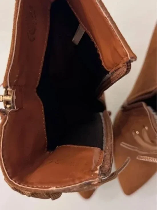 Stunning Faux Suede Lace-Up Ankle Boots - Cognac/Brown - Picture 2 of 3